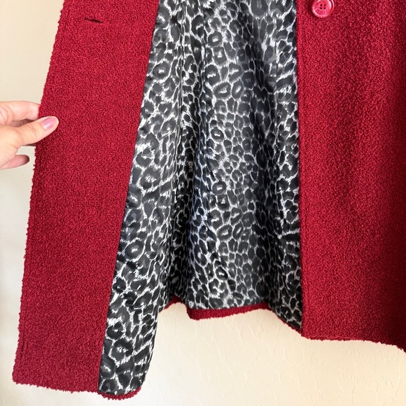 Siena Studio Faux Fur Wool Burgundy Coat Classic Car Single Button X Small XS - Picture 4 of 12
